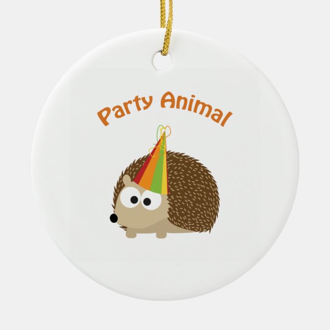 Party Animal! Hedgehog Ceramic Tree Decoration (Front)
