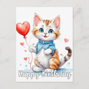 Party Animal Kitty Cat - Happy Birthday Postcard