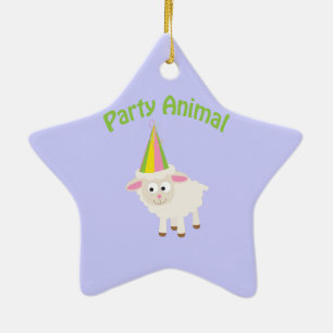 Party Animal Lamb Ceramic Tree Decoration