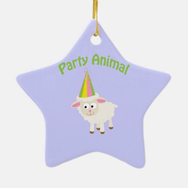 Party Animal Lamb Ceramic Tree Decoration (Back)