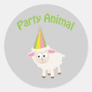 Party Animal Lamb Classic Round Sticker