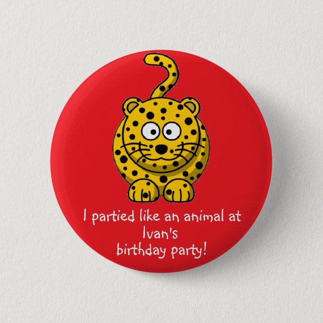 Party Animal Leopard Button Favours Party Souvenir (Front)