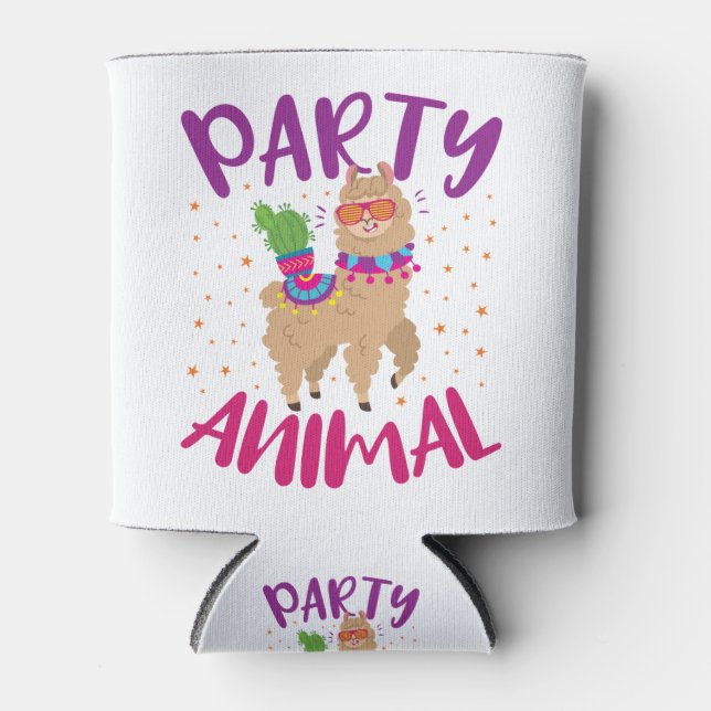 Party Animal Llama Bachelorette Birthday Can Cooler (Front)