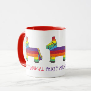 PARTY ANIMAL Rainbow Donkey Piñata Birthday Fiesta Mug