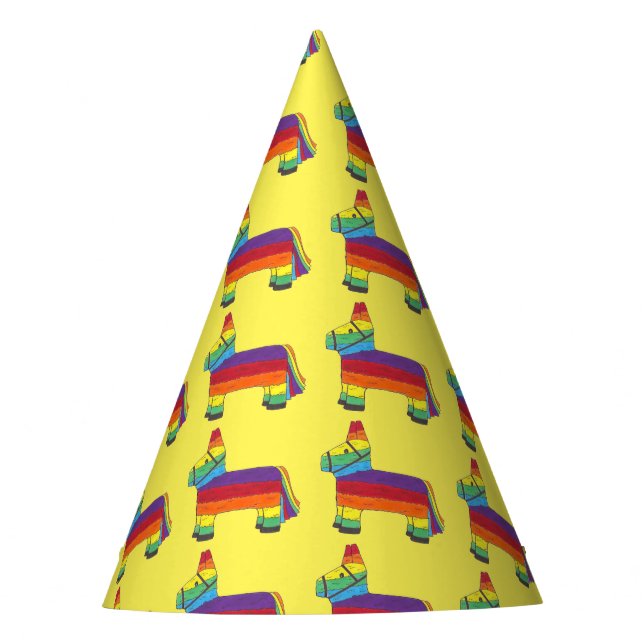 Party ANIMAL Rainbow Donkey Piñata Birthday Fiesta Party Hat (Front)