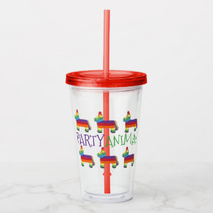 Party Animal Rainbow Donkey Piñata Cinco de Mayo Acrylic Tumbler
