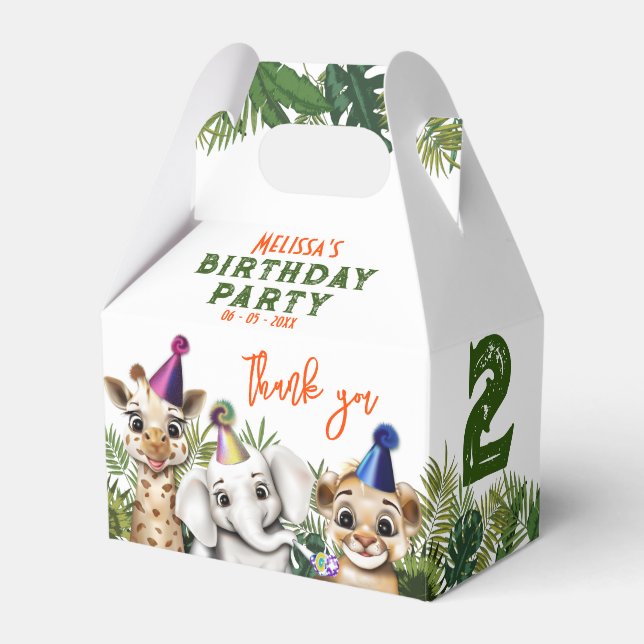 Party Animal Safari Birthday Favour Boxes (Front Side)