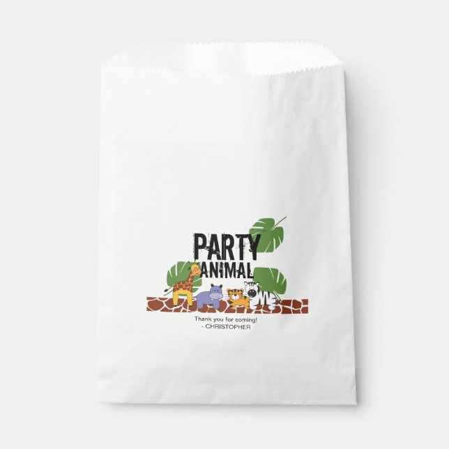Party Animal Safari themed birthday Green Favour Bags (Front)