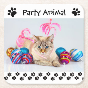 Party Animal - Square Drink Coaster