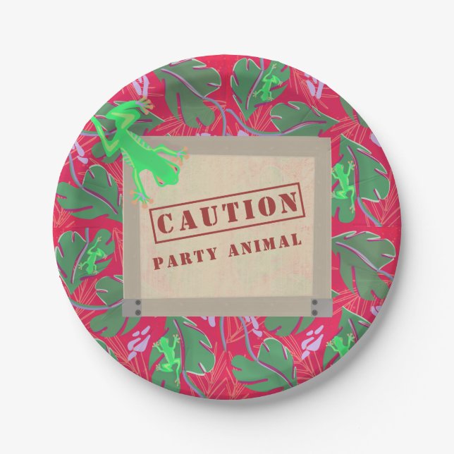 Party Animal Tropical Rainforest Birthday  Paper Plate (Front)