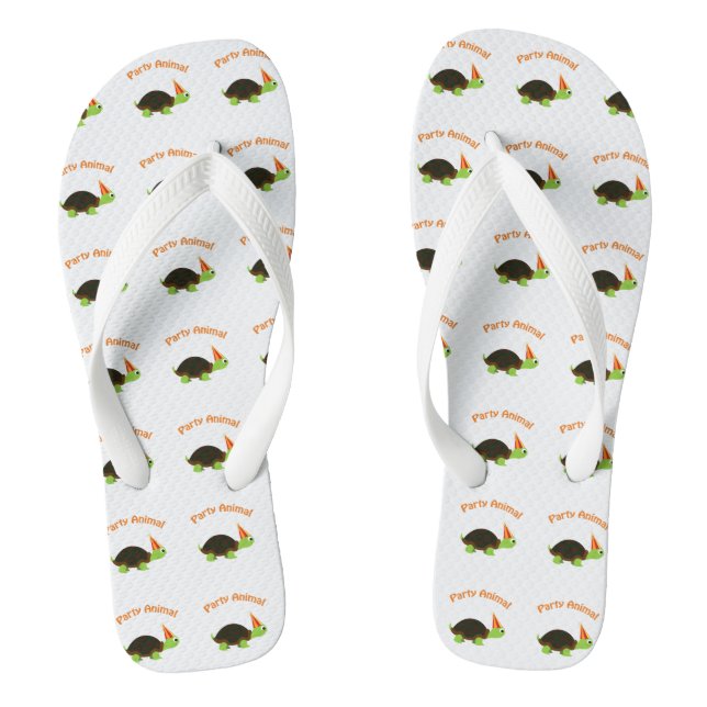 Party Animal Turtle Flip Flops (Footbed)