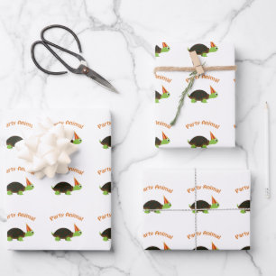 Party Animal Turtle Wrapping Paper Sheet