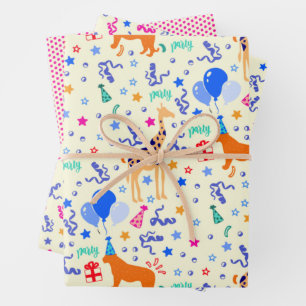 Party Animal Wrapping Paper Set of 3