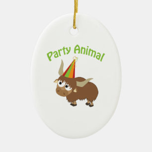 Party Animal Yak Ceramic Tree Decoration