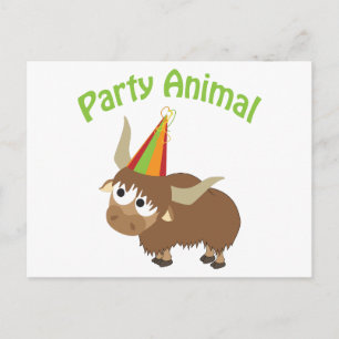 Party Animal! Yak Invitation Postcard