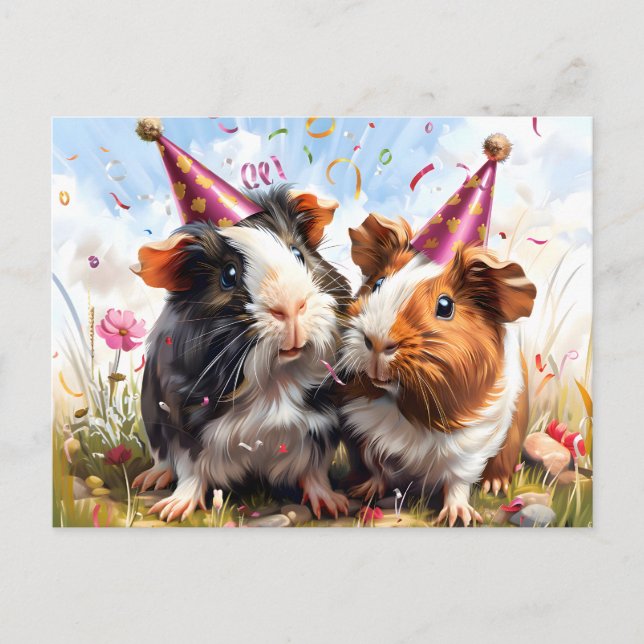 Party Animals - 2 Guinea Pigs Postcard (Front)