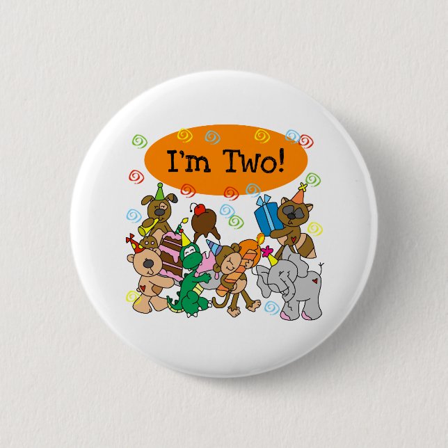 Party Animals 2nd Birthday 6 Cm Round Badge (Front)
