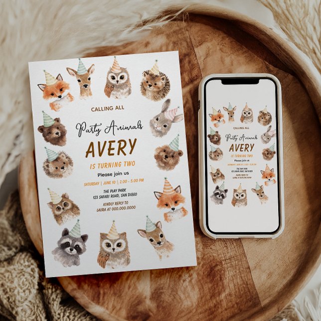Party Animals 2nd Birthday | Cute Jungle Animal Invitation (Party Animals 2nd Birthday | Cute Jungle Animal Invitation
)