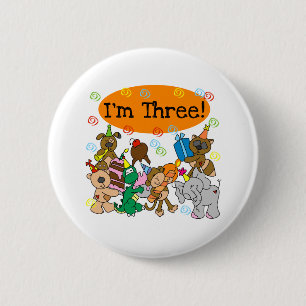 Party Animals 3rd Birthday 6 Cm Round Badge