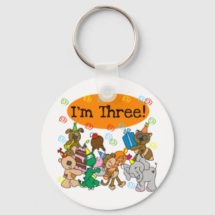 Party Animals 3rd Birthday Tshirts Key Ring