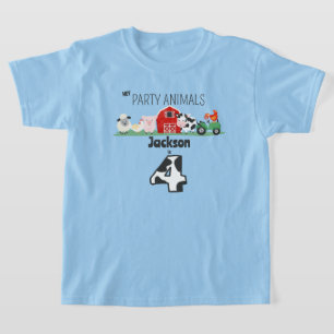Party Animals 4th Birthday Farm Animal Birthday T-Shirt