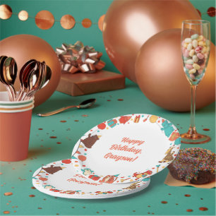 Party Animals and Confetti Custom Kids Birthday Paper Plate
