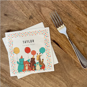 Party Animals and Polka Dots Custom Birthday Napkin