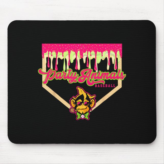 Party animals baseball drippy plate monkey  mouse mat (Front)