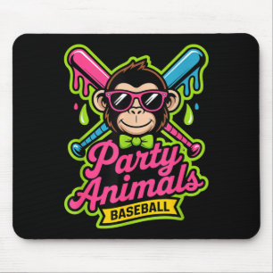 Party animals baseball funny monkey vibrant slime mouse mat