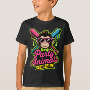Party animals baseball funny monkey vibrant slime T-Shirt