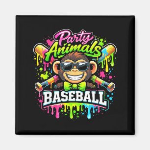Party animals baseball ice cream drip funny monkey magnet