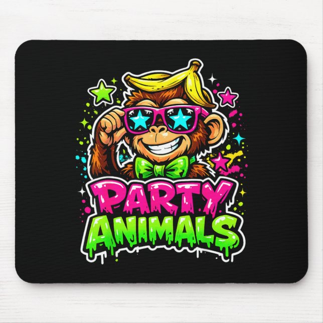 Party animals baseball jersey funny monkey vibrant mouse mat (Front)