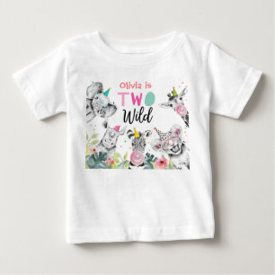 Party Animals Birthday Girl Two Wild 2nd Birthday Baby T-Shirt