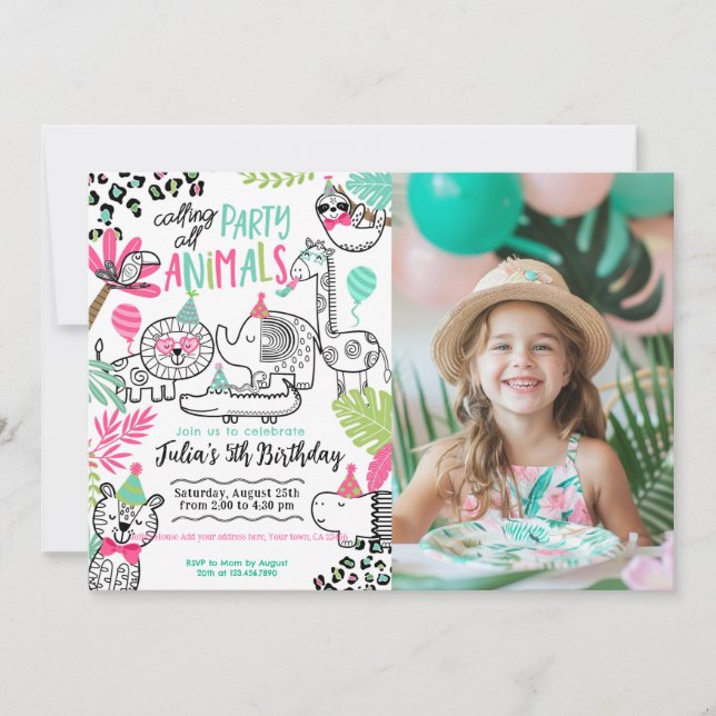 Party Animals Birthday Invitation (Front)