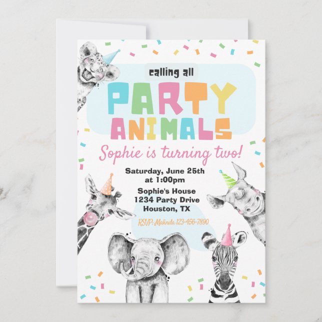 Party Animals Birthday Invitation | Party Animals (Front)