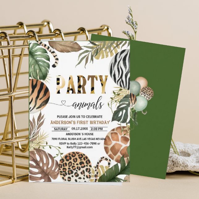 Party Animals Birthday Leopard Print Jungl Wild  Invitation (Creator Uploaded)