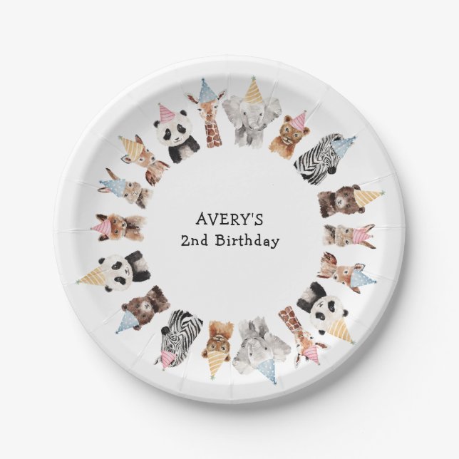 Party Animals Birthday Paper Plate (Front)