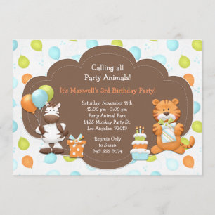 Party Animals Birthday Party Invitation