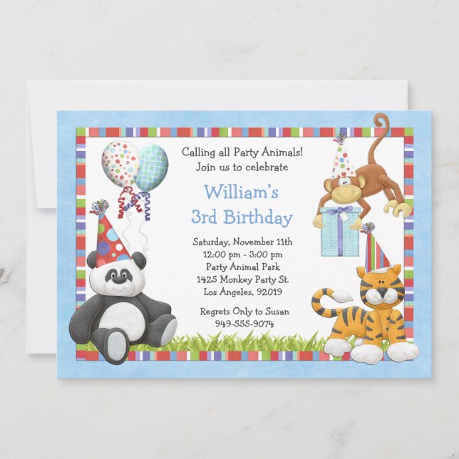 Party Animals Birthday Party Invitation (Front)
