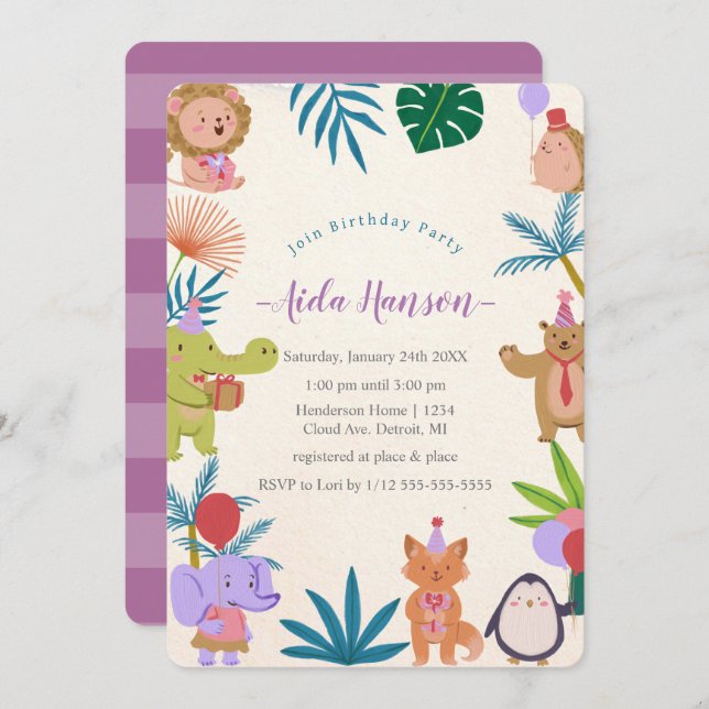 Party Animals Birthday Party Invitation (Front/Back)
