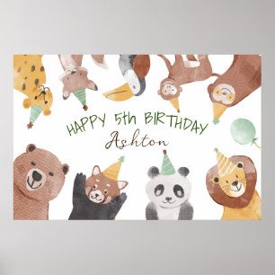 Party animals birthday party personalised banner poster