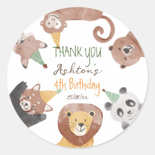 Party animals birthday party personalised classic round sticker