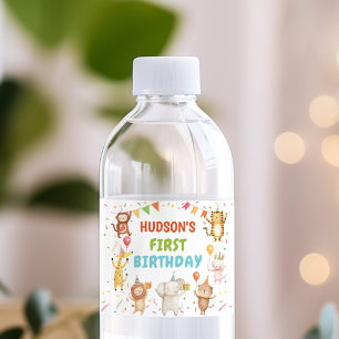 Party Animals Birthday Party Water Bottle Label