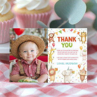 Party Animals Birthday Photo Thank You Card