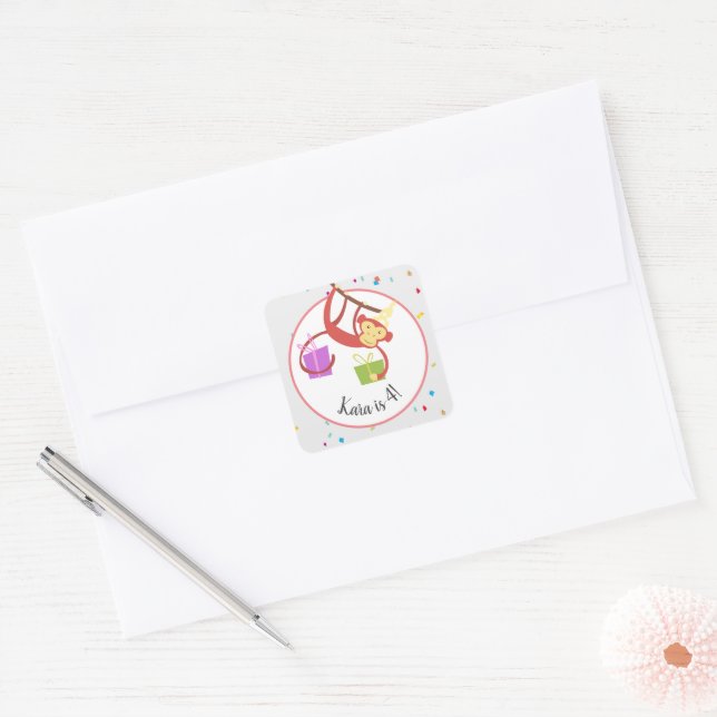 Party Animals Birthday  Square Sticker (Envelope)