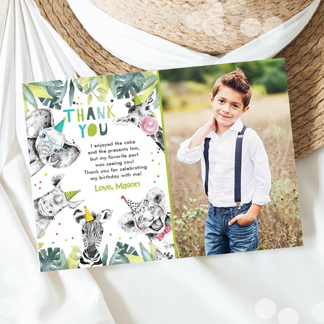 Party Animals Boy Safari Animals Thank You Card (Creator Uploaded)