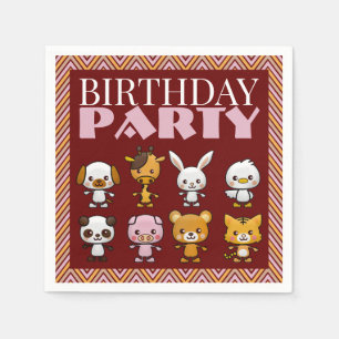 Party Animals, Chevron Birthday Party Napkin