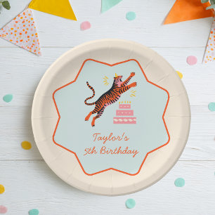 Party Animals Colorful Tiger Kids Birthday Paper Plate