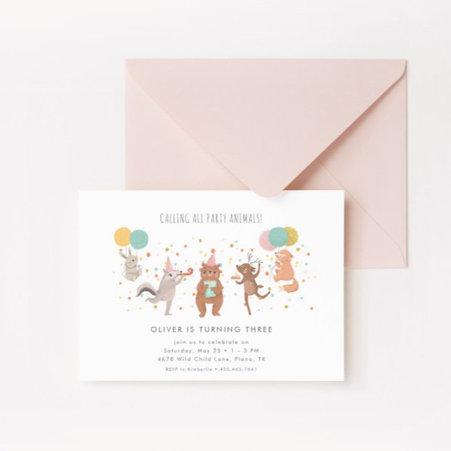 Party Animals Colourful Kids Birthday Party Invitation (Available for print and instant digital download!)