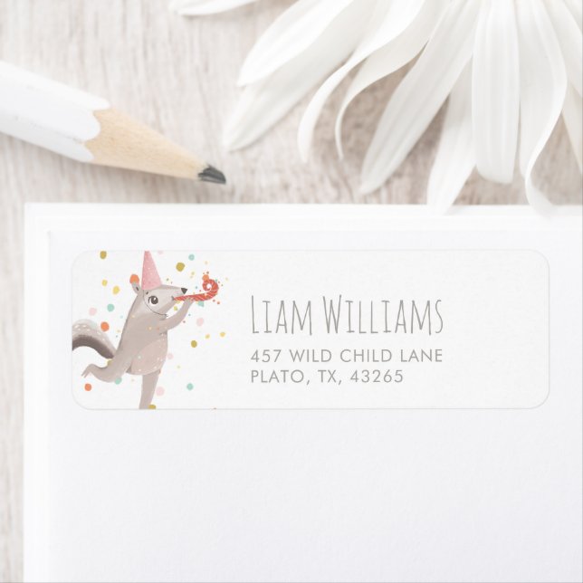 Party Animals Colourful Kids Return Address Label (Insitu)